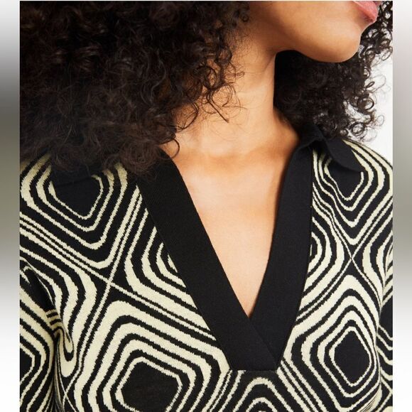 NWT Tanya Taylor Darcy Knit Butter/ Black Wool Large - Picture 3 of 14